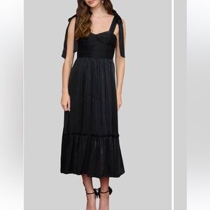 Blu Pepper Tie Strap Tiered Midi Dress